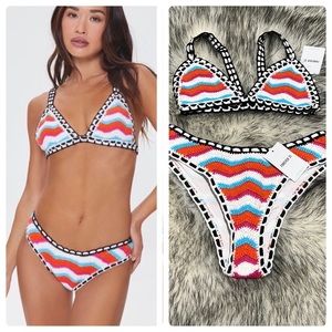 NWT Forever 21 Multi-colored Crochet Bikini Set, Small